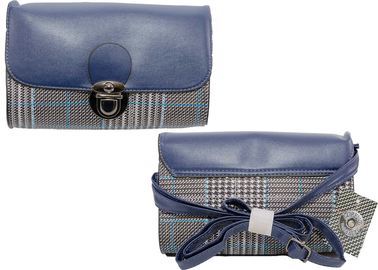 (image for) 5816 mini fashion bag in tartan pattern PU navy